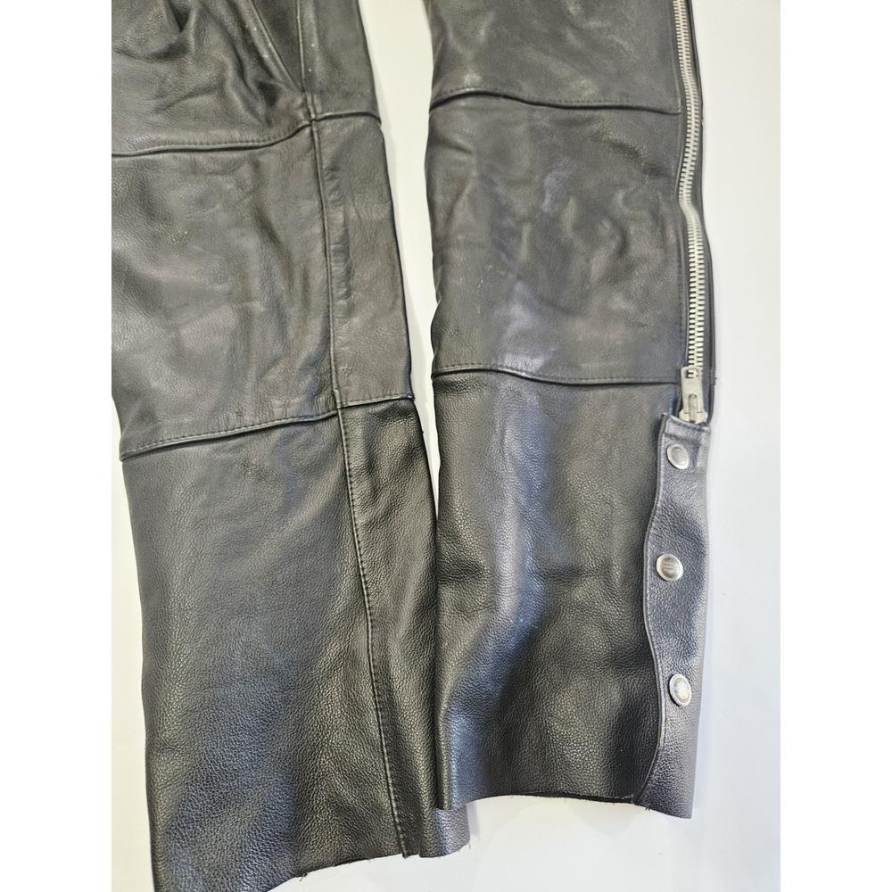 Vintage Harley Davidson Women's Black Leather Motorcycle Riding Chaps Size Small - Picture 13 of 13